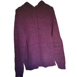 old navy maroon hooded knit cable sweater